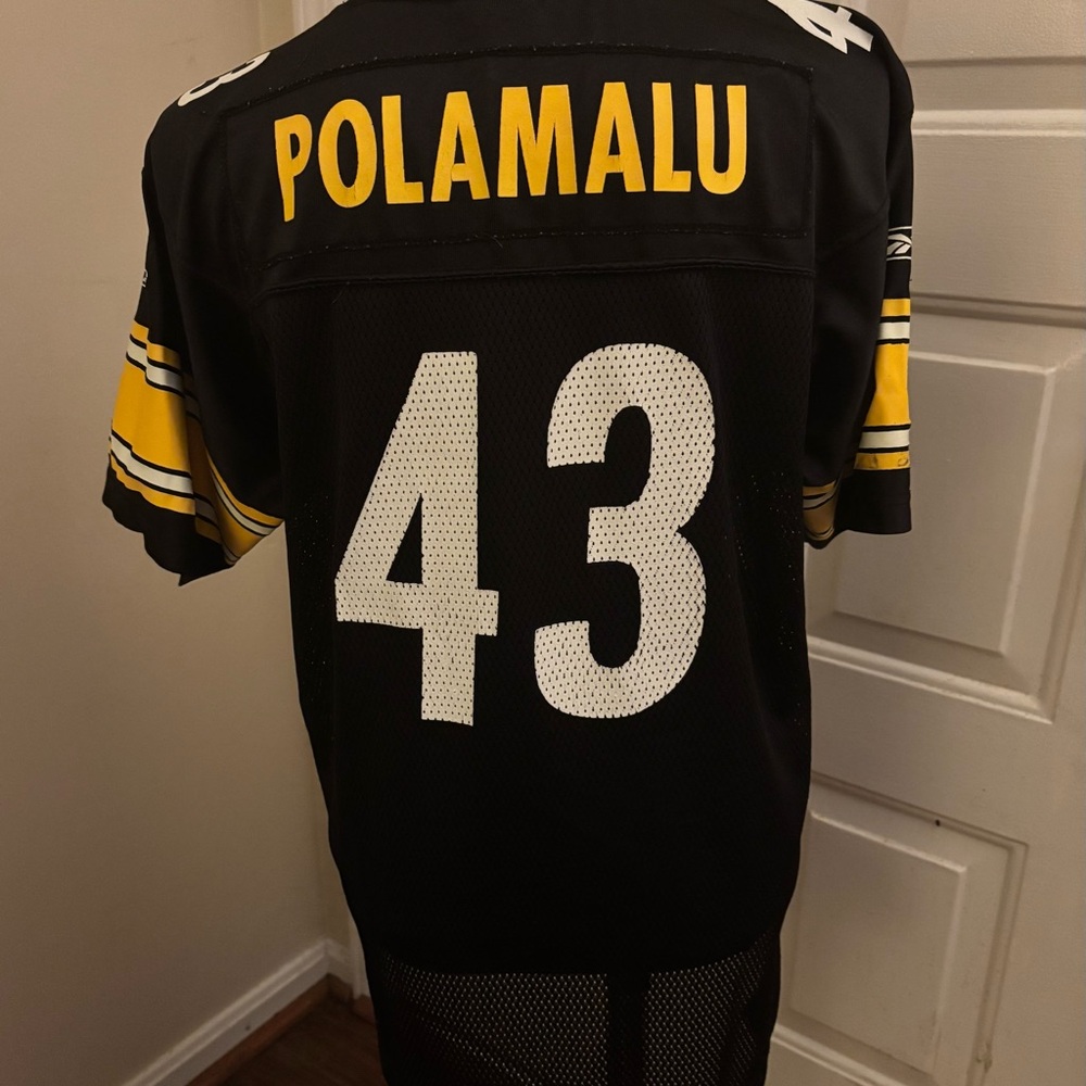 NFL Pittsburgh Steelers Black and Yellow #43 Troy Polamalu Jersey - Picture 4 of 6